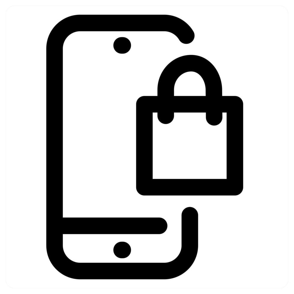 Mobile Shopping and phone in black color vector