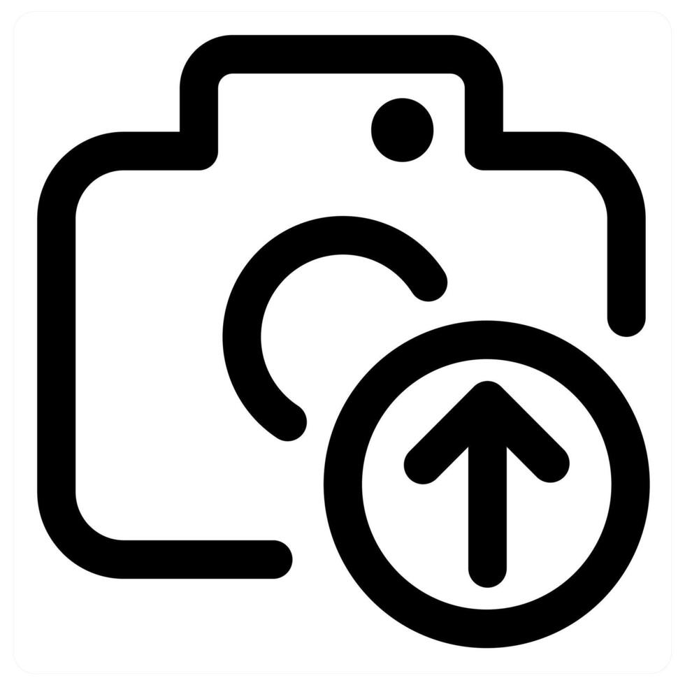 Camera Upload icon in black color vector