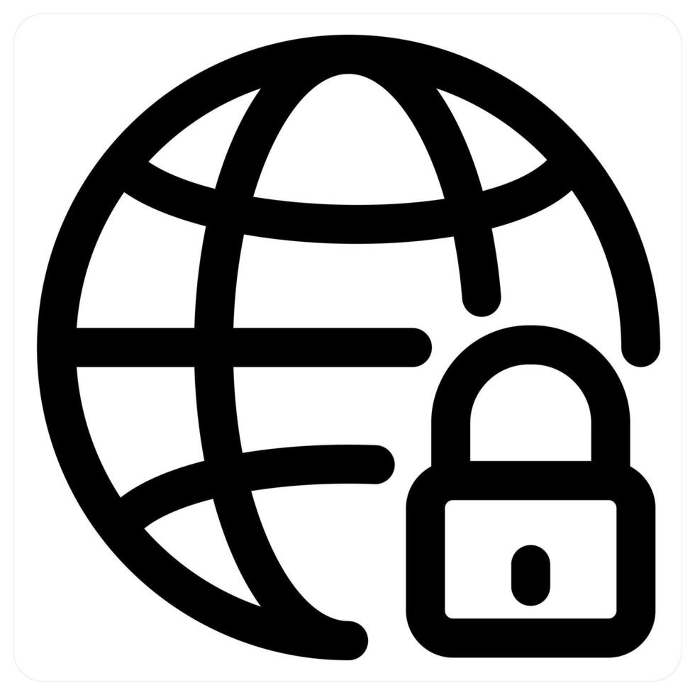 Global Lock and protection in black color vector