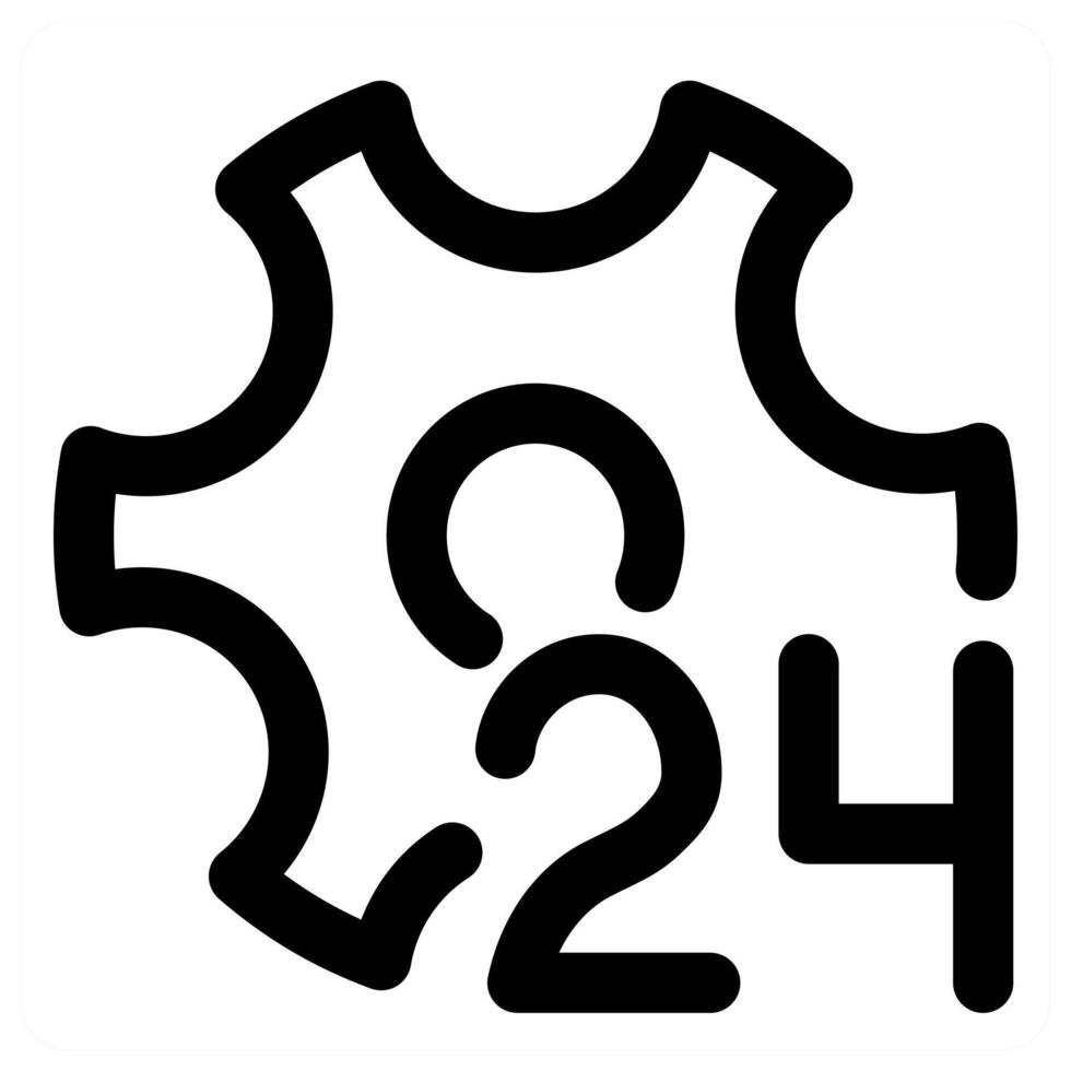 24x7 Service and configuration in black color vector