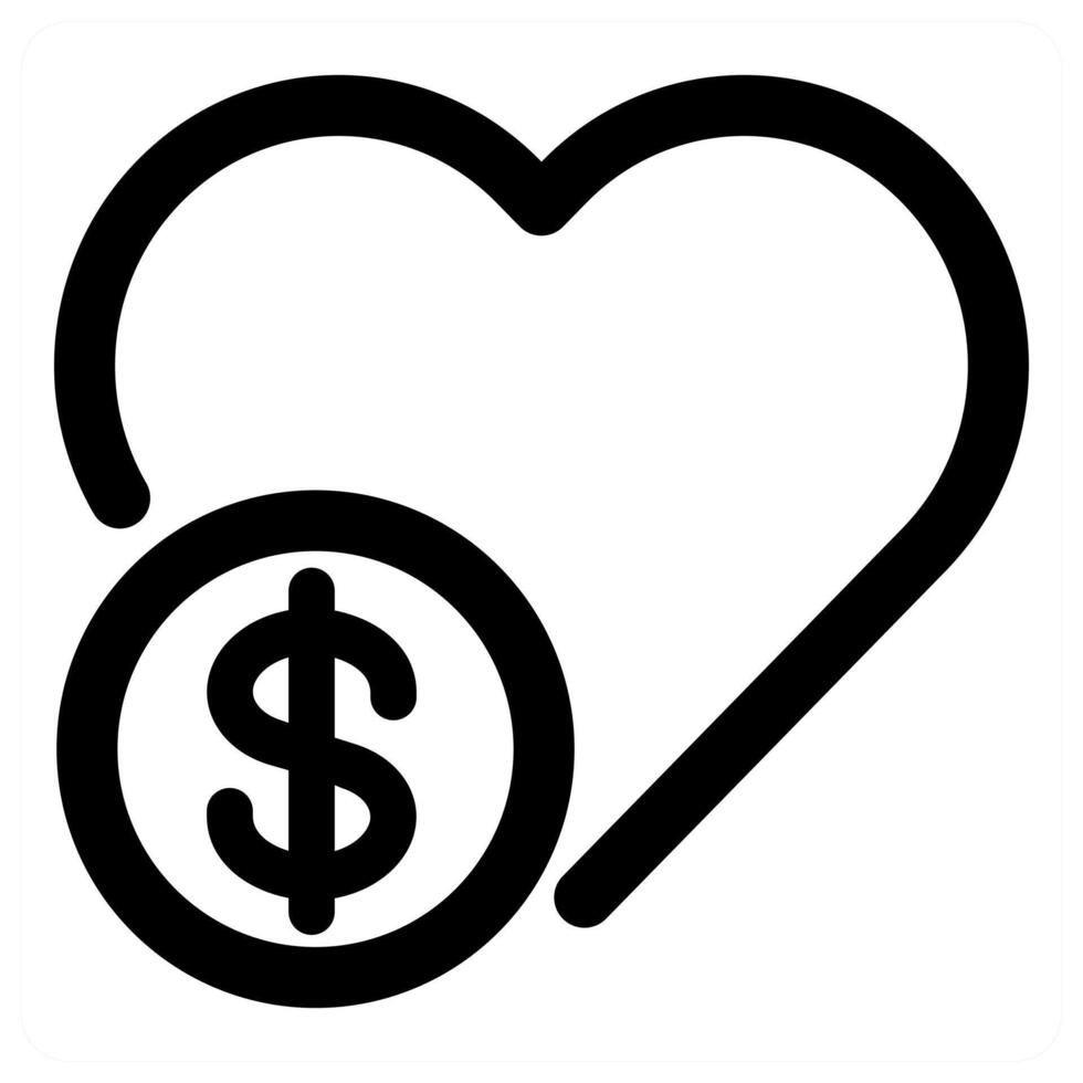 Finance Heart Icon Concept in black color vector