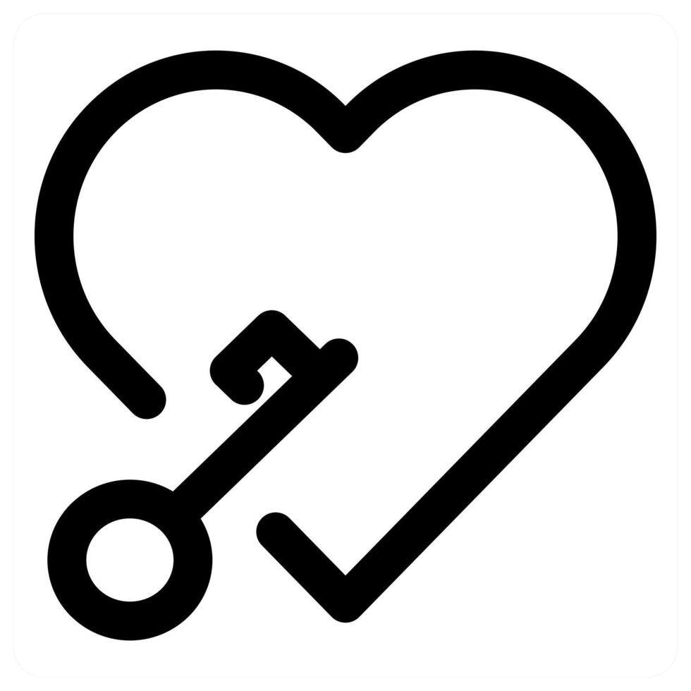 Heart Key Icon Concept in black color vector