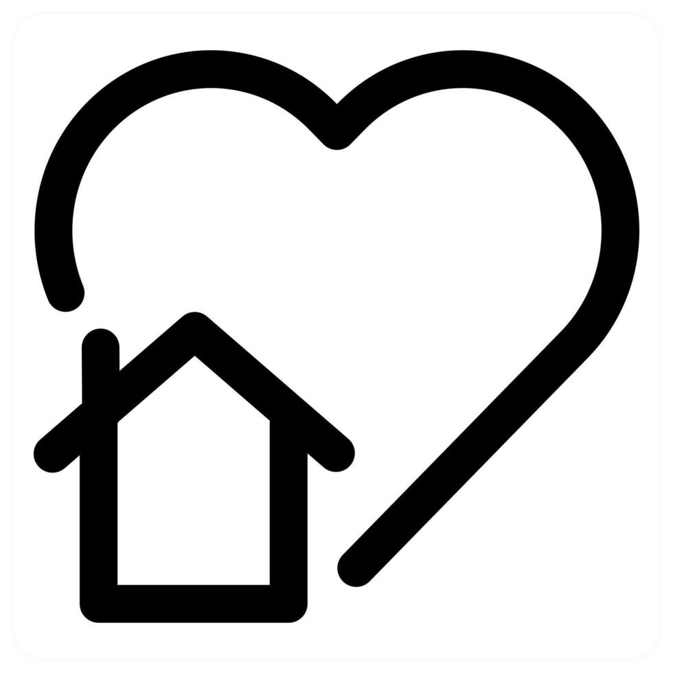 Heart Home Icon in black color vector