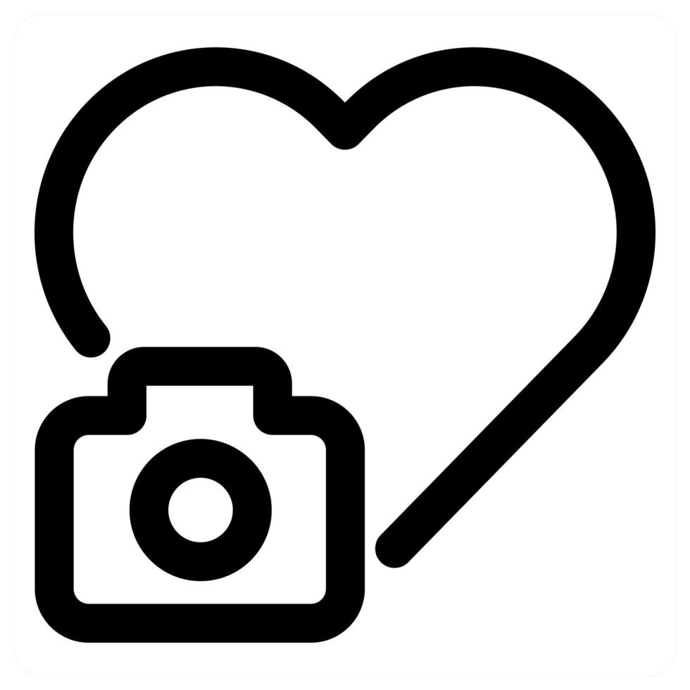 Heart Camera Icon Concept in black color vector