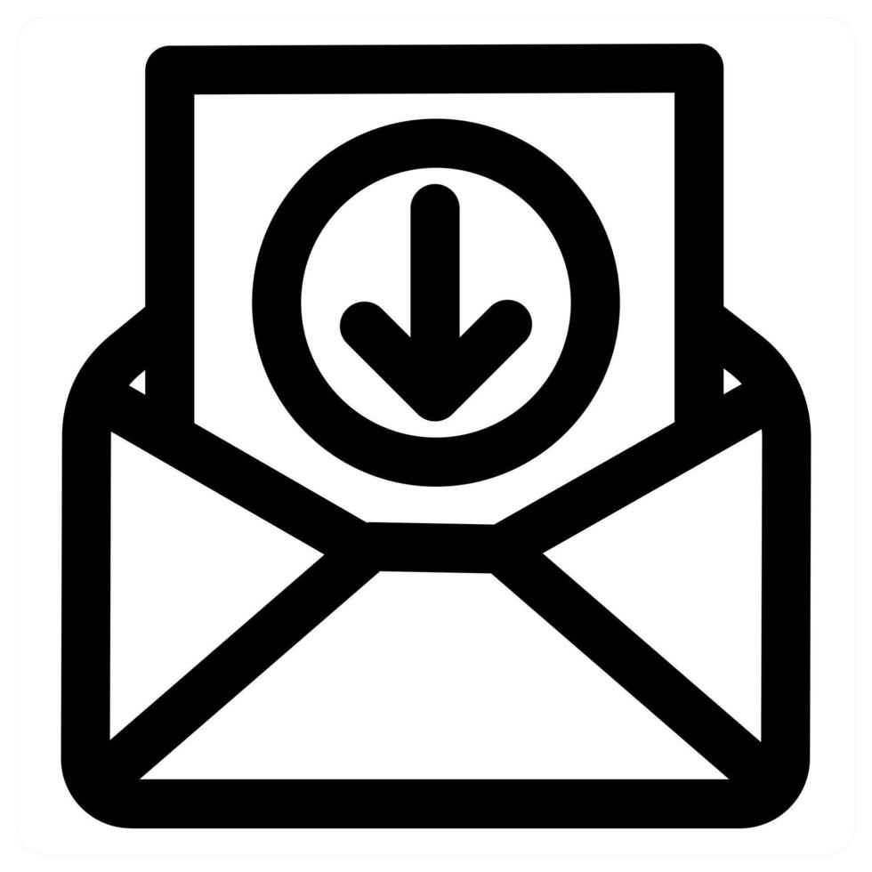 Message Download icon in black color vector