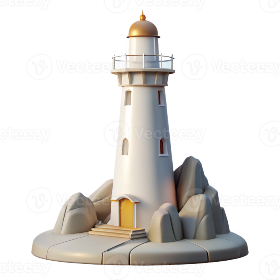 vibrant rustic Tall White Lighthouse on a authentic png