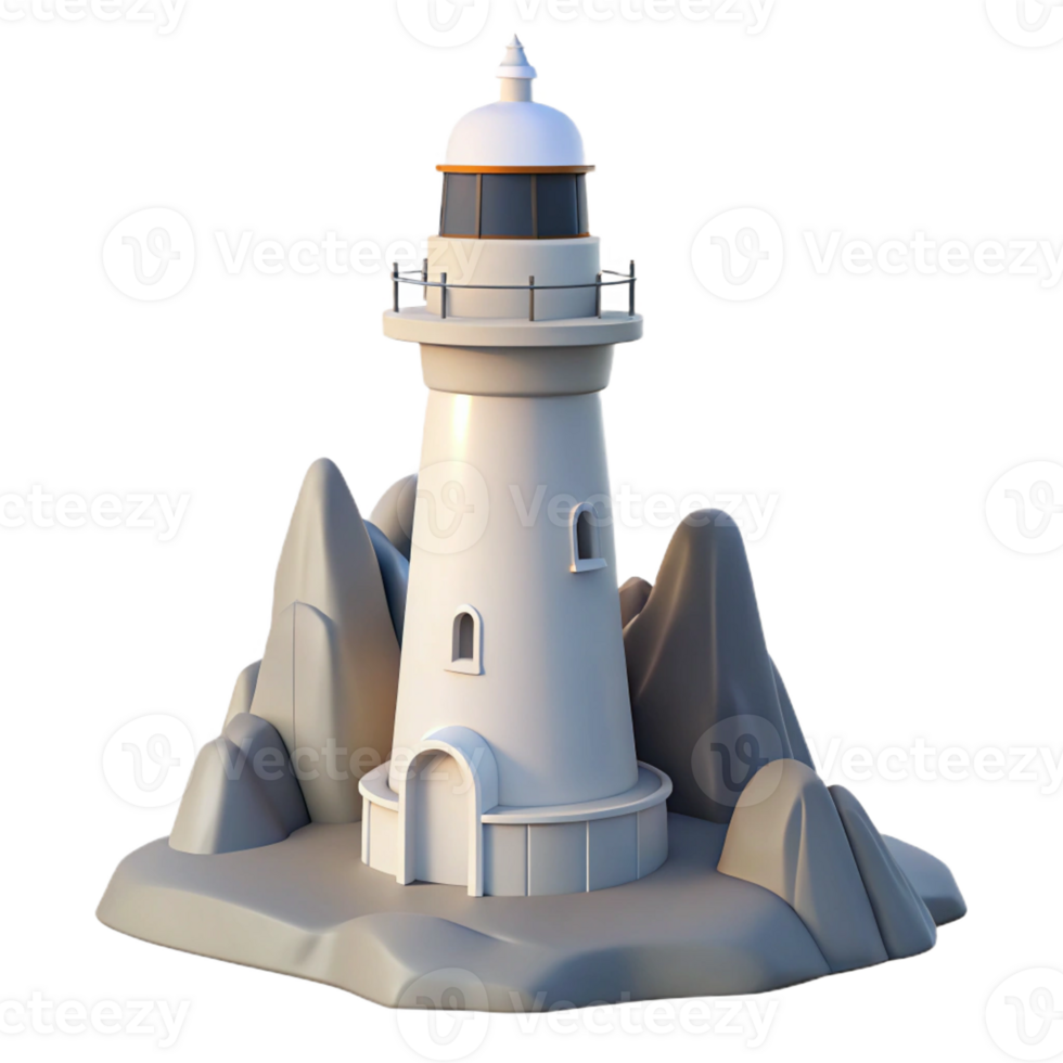 vibrant creative Tall White Lighthouse on a authentic png