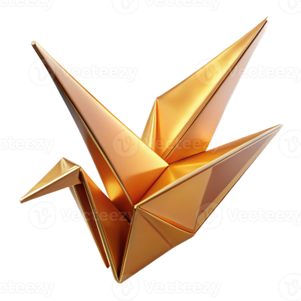 wonderful minimalist A Single Unfolding Origami Crane Made detailed png