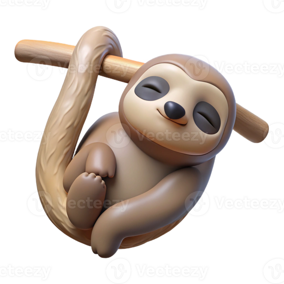 wonderful artistic A Sleepy Sloth Hanging Upside Down from genuine png