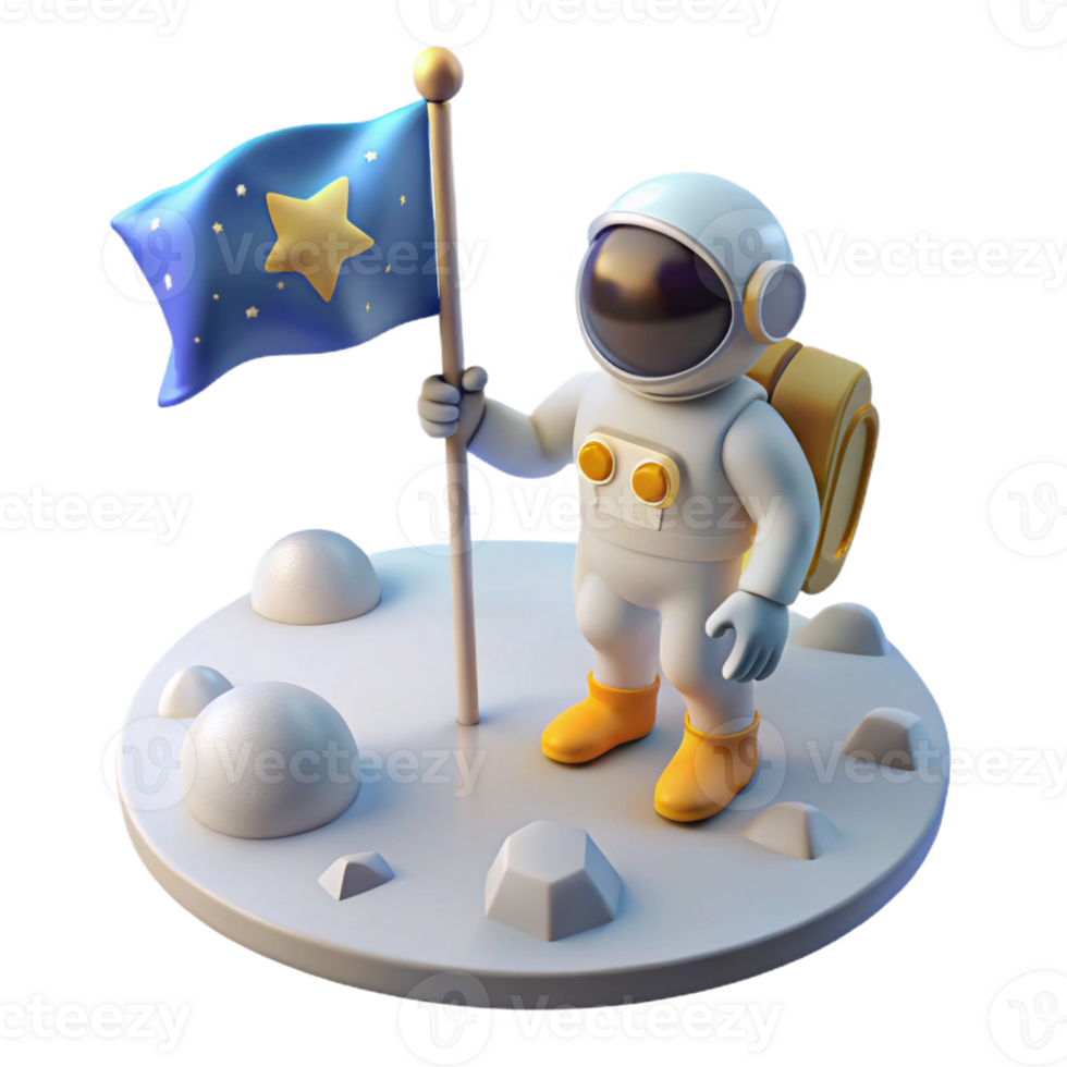 impressive classic A Lone Astronaut Planting a Flag on the detailed png