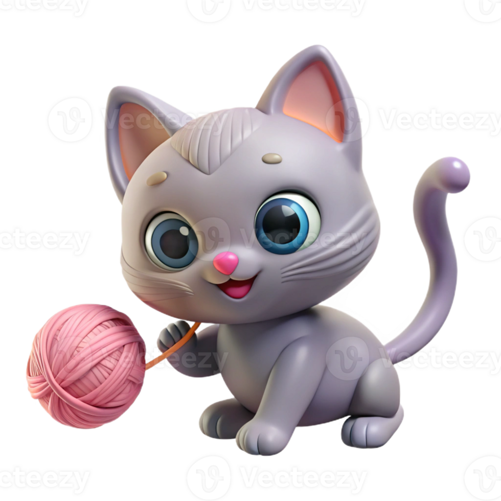 elegant vintage A Playful Kitten Batting at a Ball of professional png