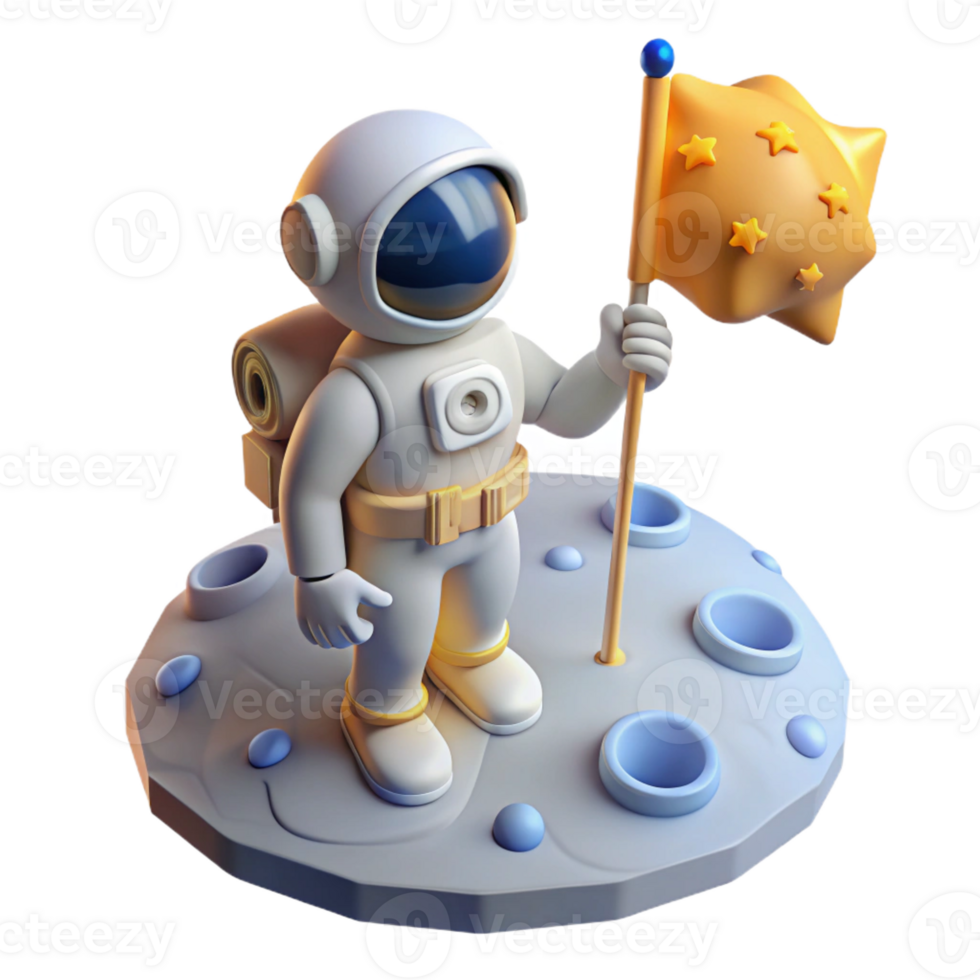 impressive contemporary A Lone Astronaut Planting a Flag on the high resolution png