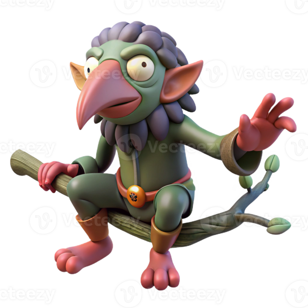 dramatic modern A Tengu a Japanese Goblin with a Long No original png