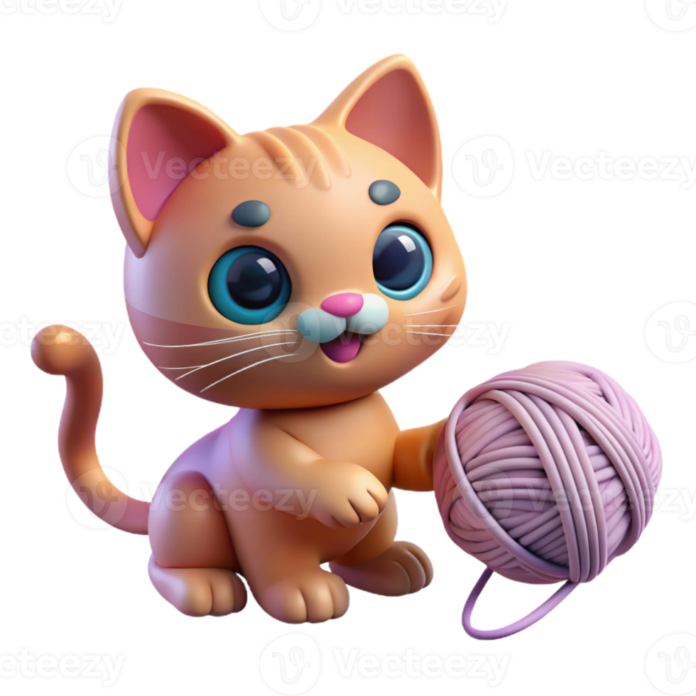 magnificent artistic A Playful Kitten Batting at a Ball of authentic png