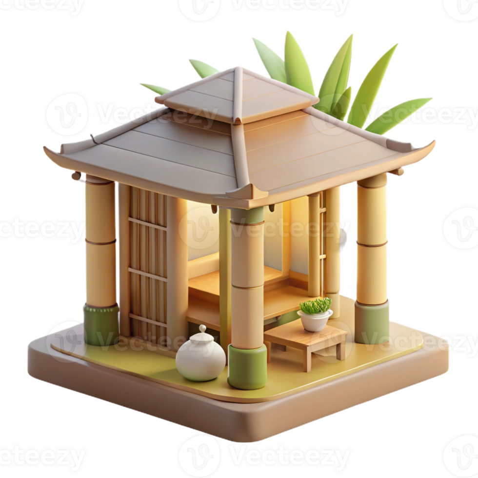 beautiful traditional A Minimalist Japanese Teahouse Bamboo high resolution png