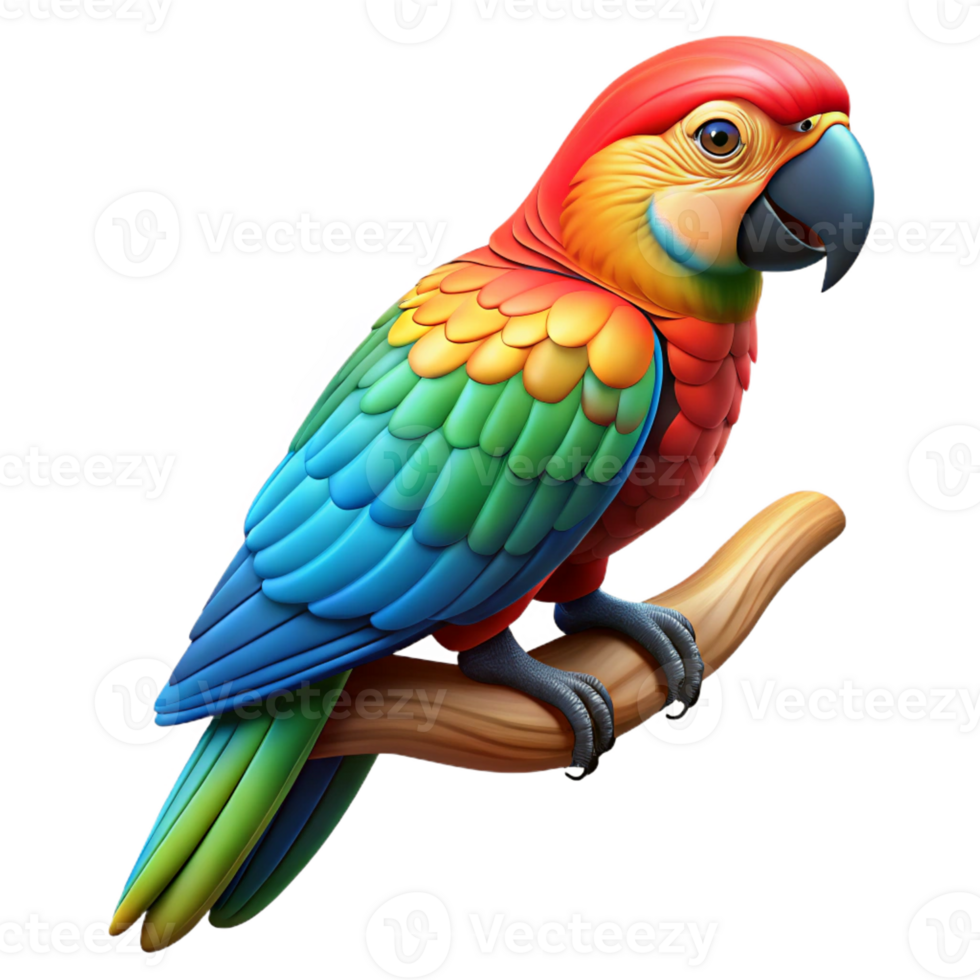 serene contemporary Portrait of a Colorful Parrot Perched on high quality png