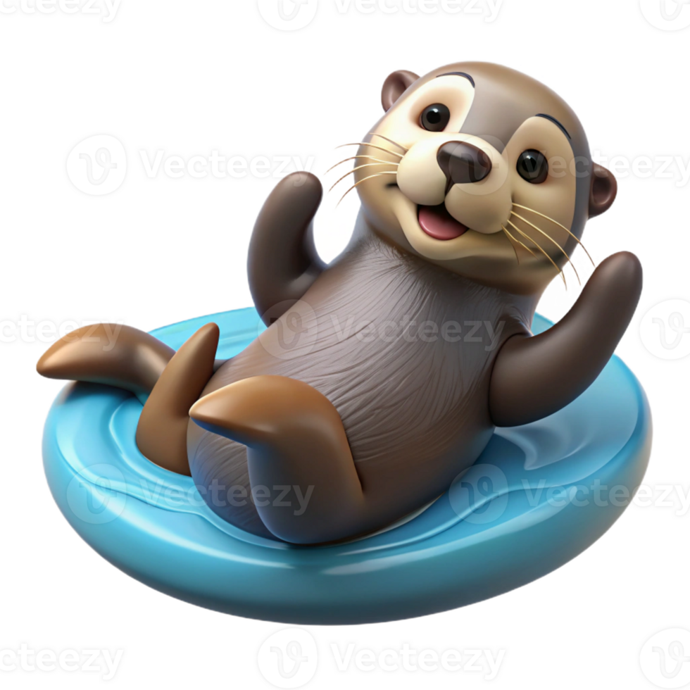 stunning minimalist A Playful Sea Otter Floating on Its detailed png