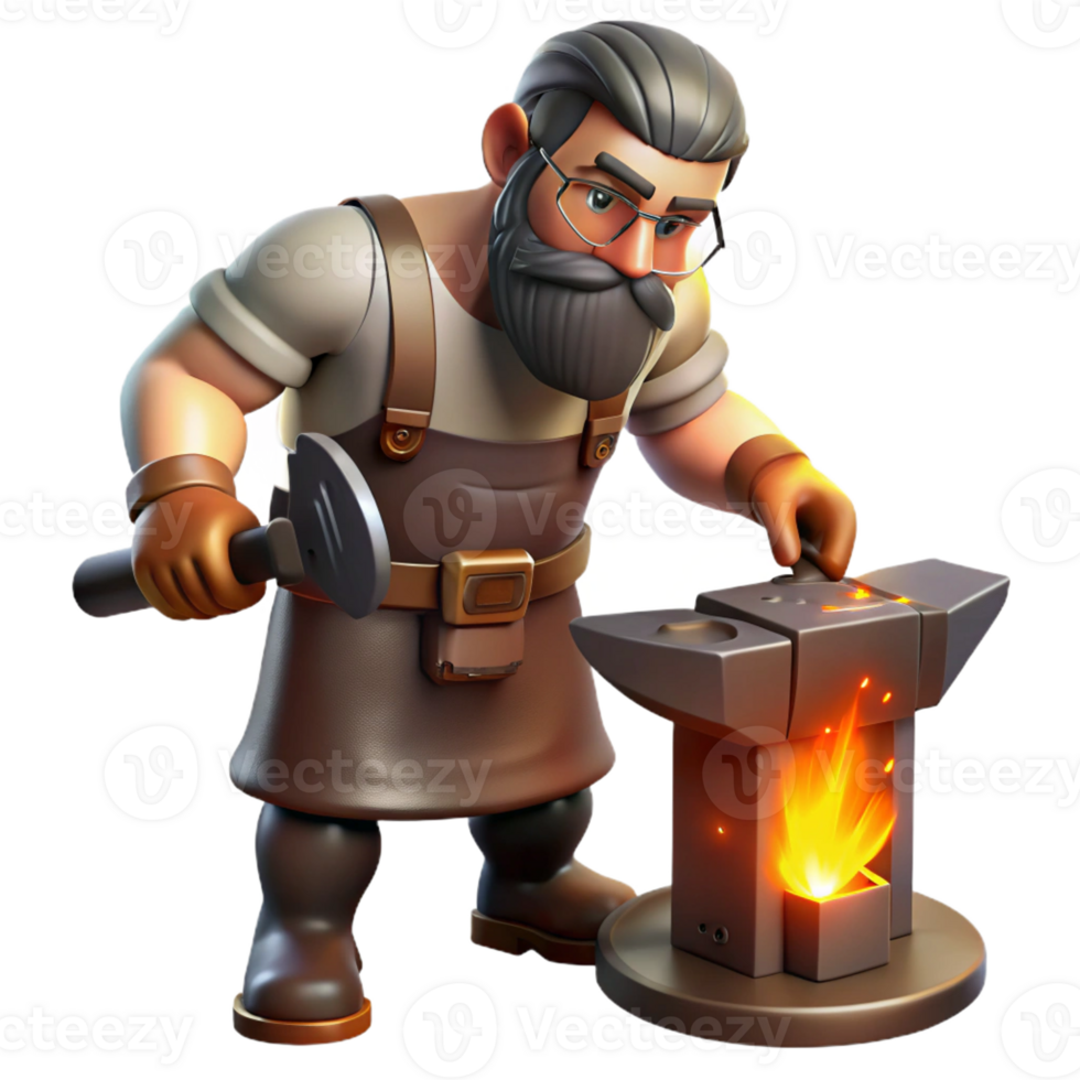 beautiful vintage An Imposing Cyclops Blacksmith Forging professional png