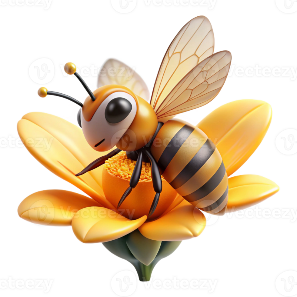 magnificent minimalist A Close Up of a Bee Pollinating a original png