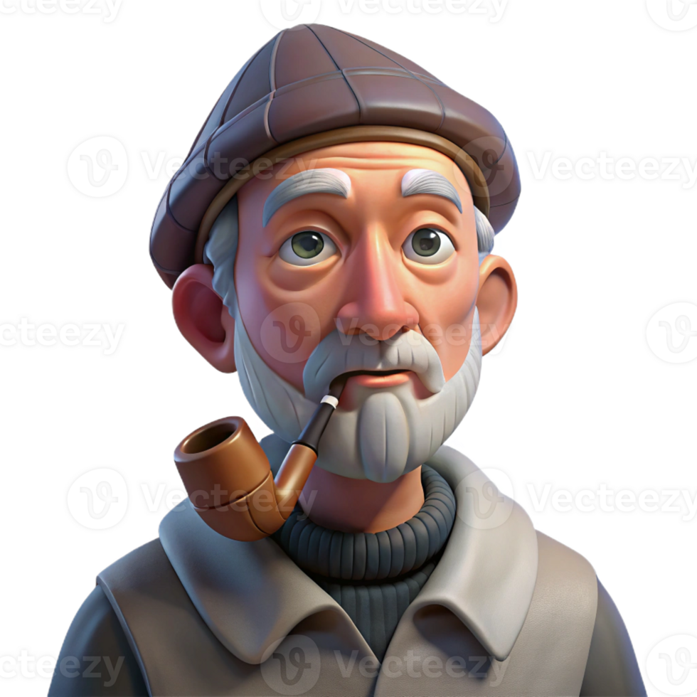 dramatic artistic An Elderly Man with Deep Wrinkles and authentic png