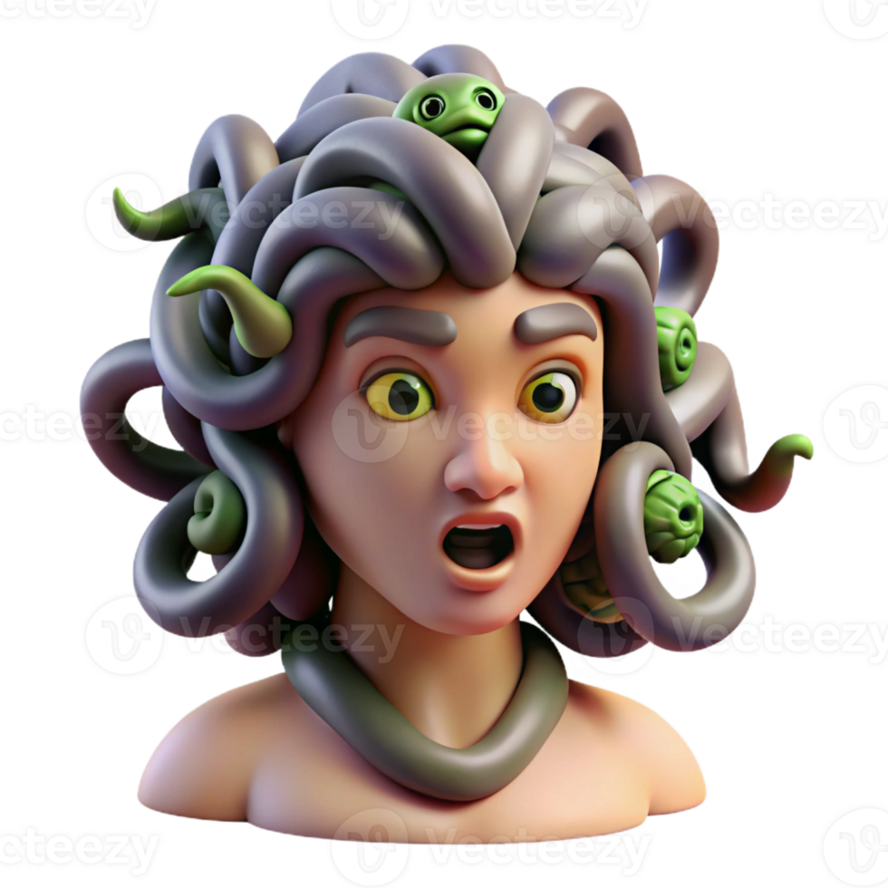 stunning creative A Fearsome Gorgon with Snakes for authentic png