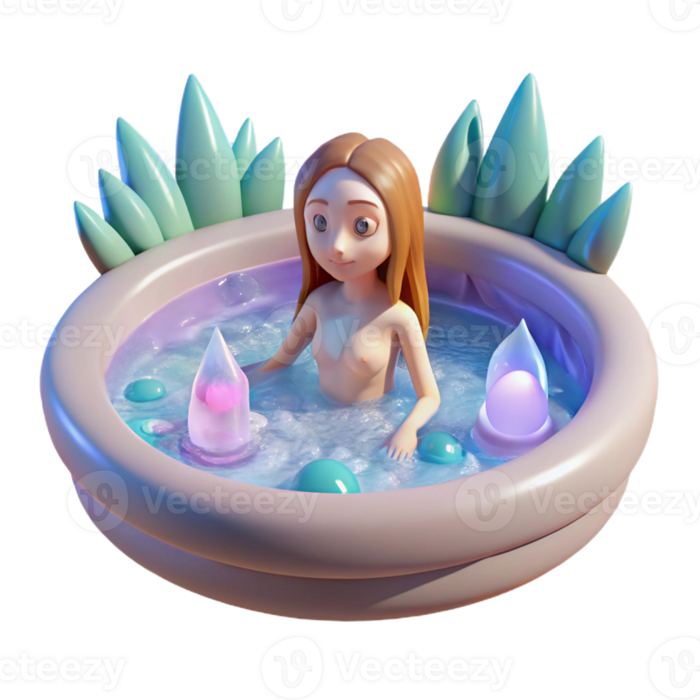 elegant modern Nymph Bathing in Crystal detailed png