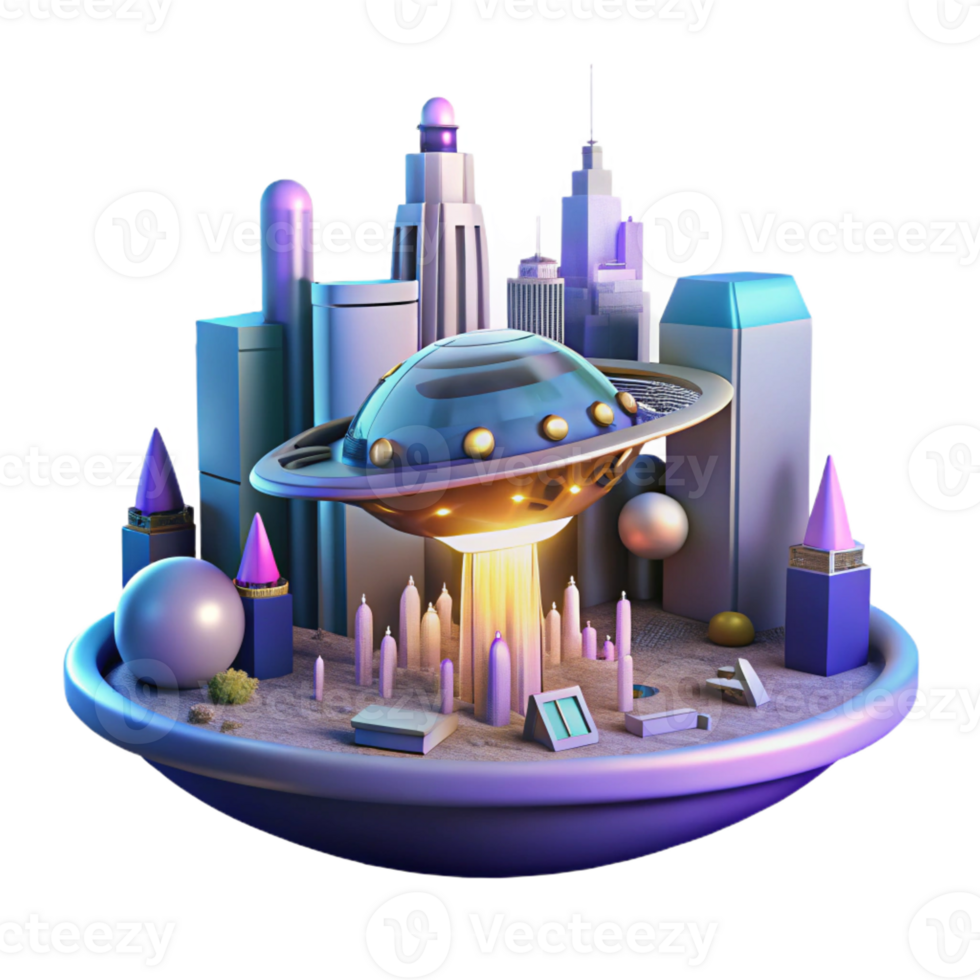 serene vintage A Spaceship Landing on a Futuristic high quality png
