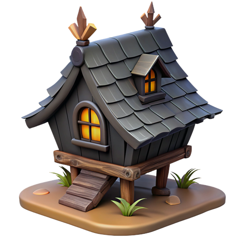 serene contemporary Baba Yaga S Hut Standing on Chicken professional png