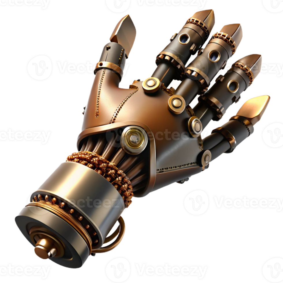 serene vintage A Close Up of a Steampunk Prosthetic original png