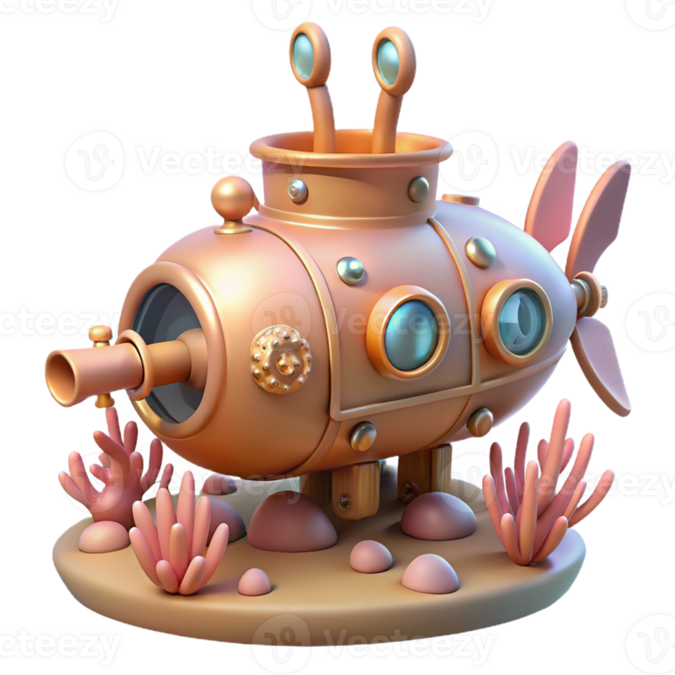 elegant abstract A Steampunk Submarine Exploring a original png