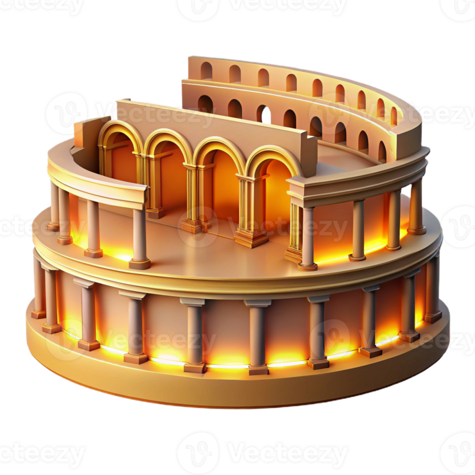 magnificent minimalist A Roman Amphitheater Warm Golden high quality png