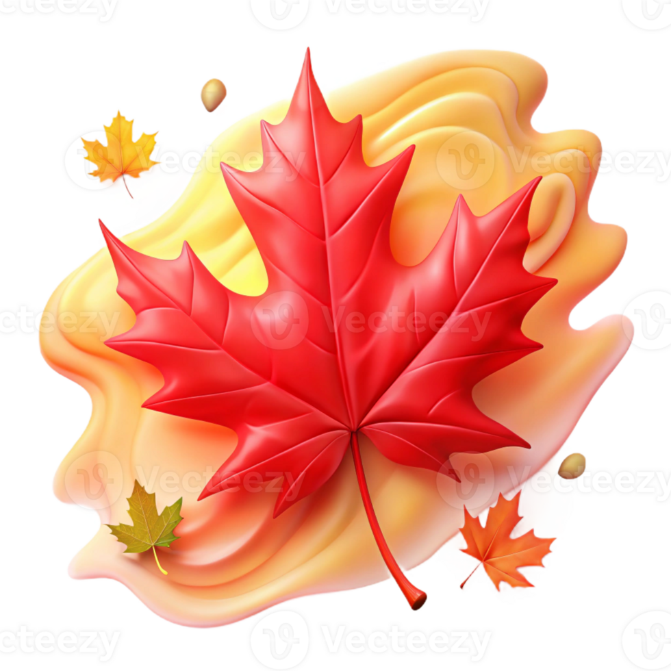 beautiful abstract A Single Red Maple Leaf high quality png