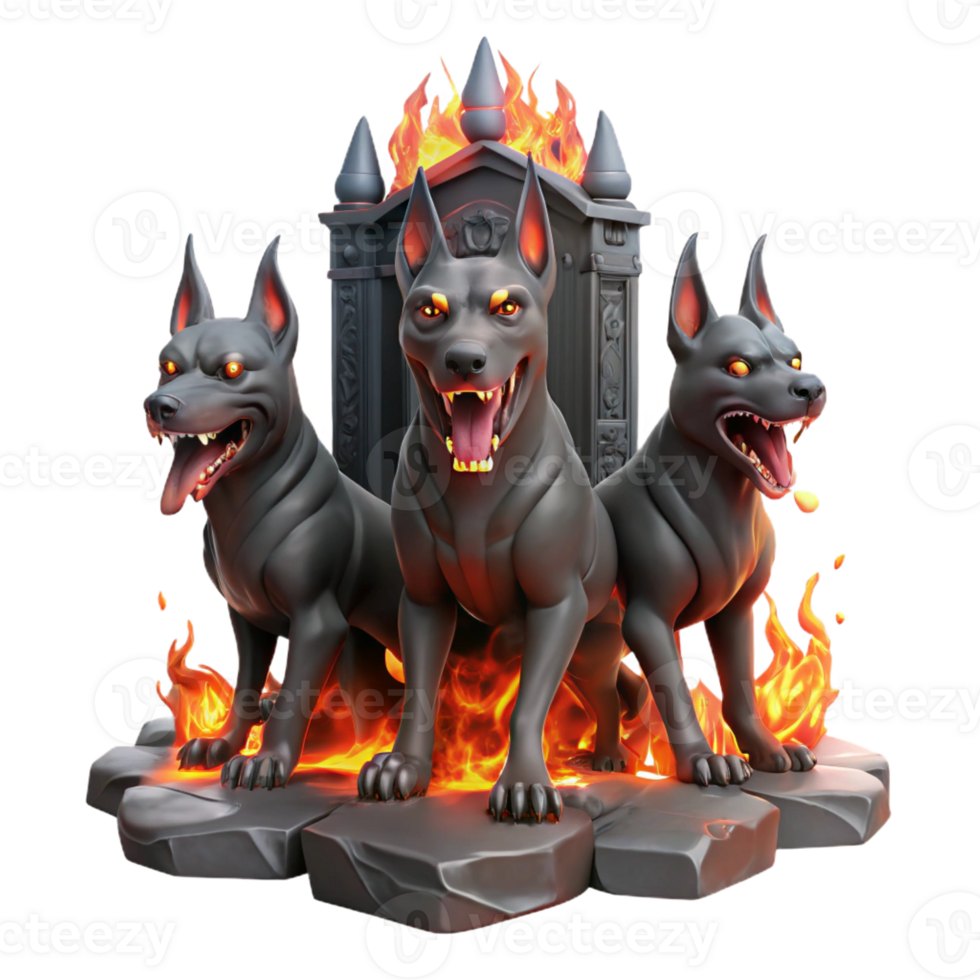 serene creative Cerberus the Three Headed Dog professional png