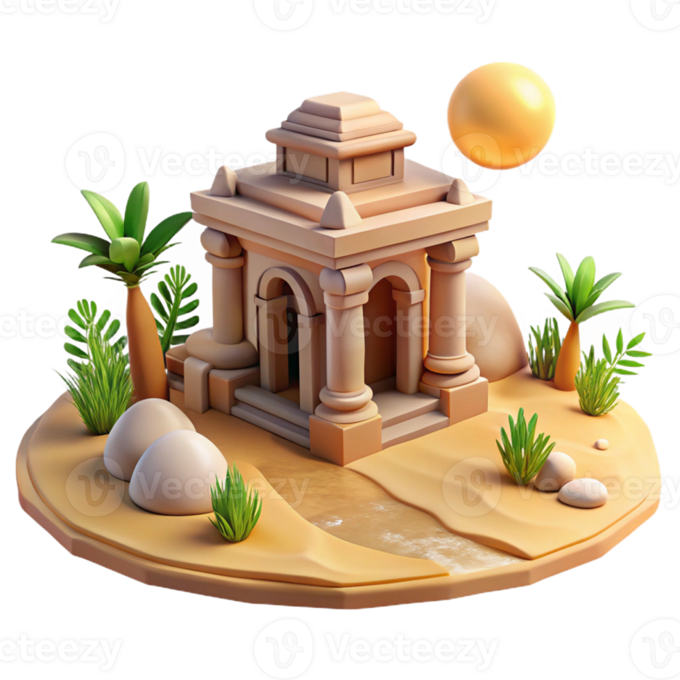 dramatic classic A Desert Oasis with a Hidden original png