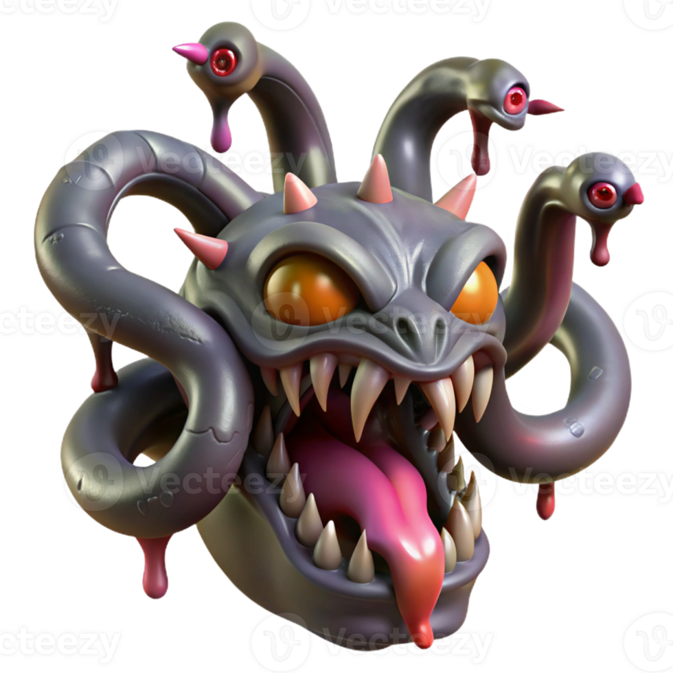 elegant minimalist A Hydra Regenerating Its Heads high quality png