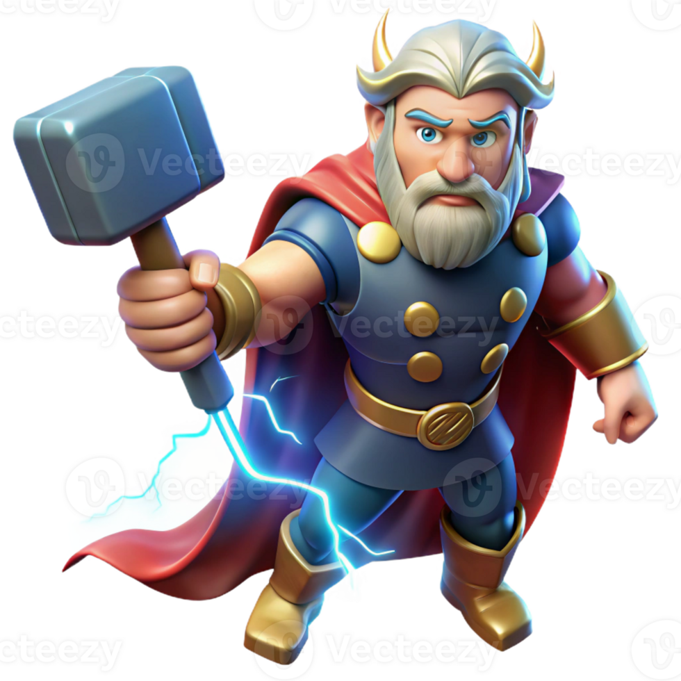 elegant contemporary The Norse God Thor Wielding Mjolnir exclusive png