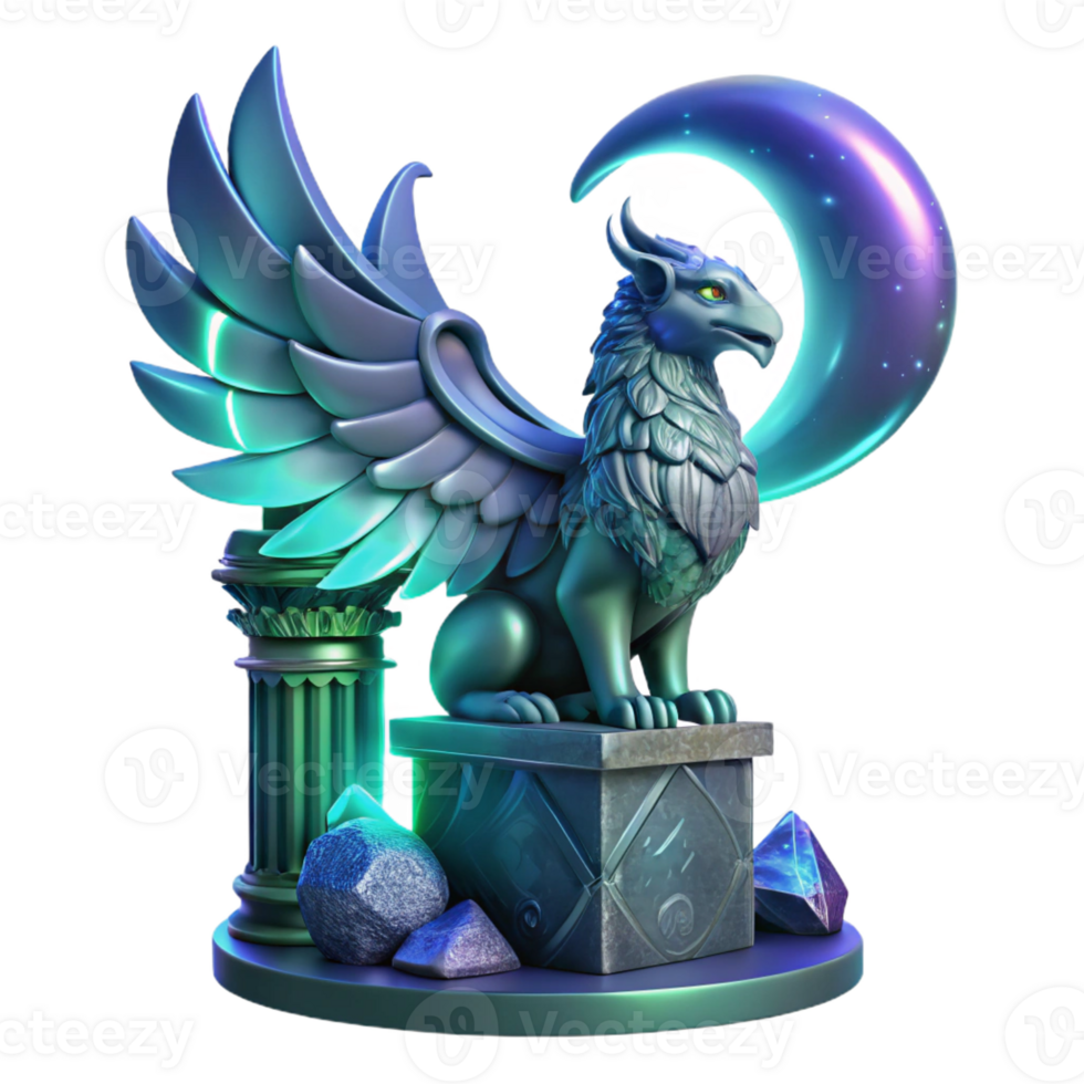 wonderful contemporary A Majestic Griffin Perched Atop a 4K png