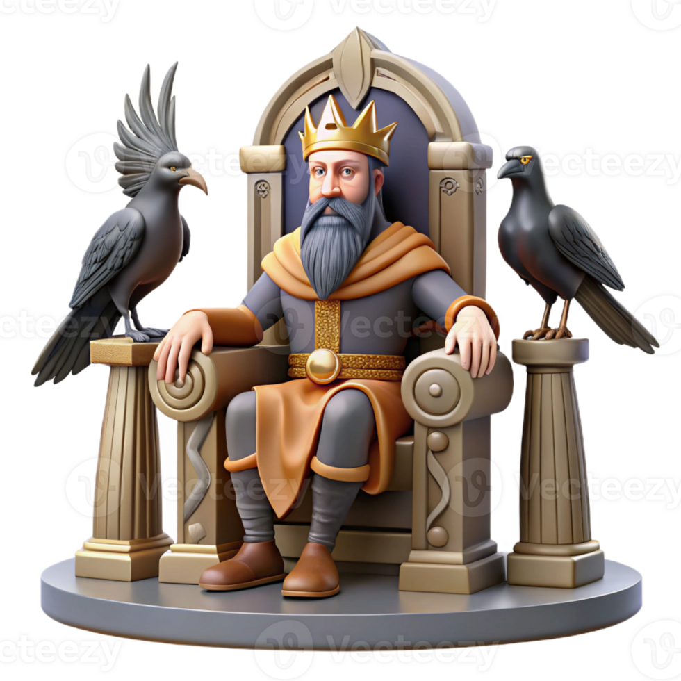 wonderful traditional The Norse God Odin Seated on His 4K png
