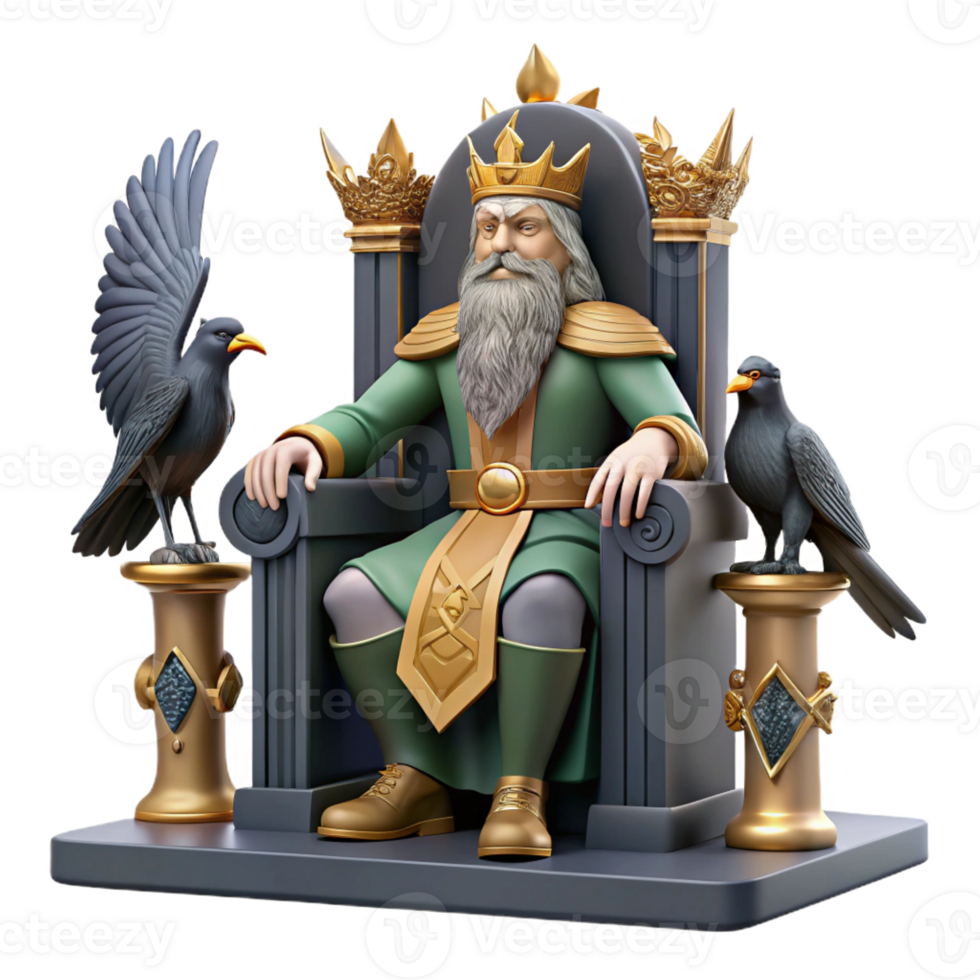 wonderful rustic The Norse God Odin Seated on His premium png