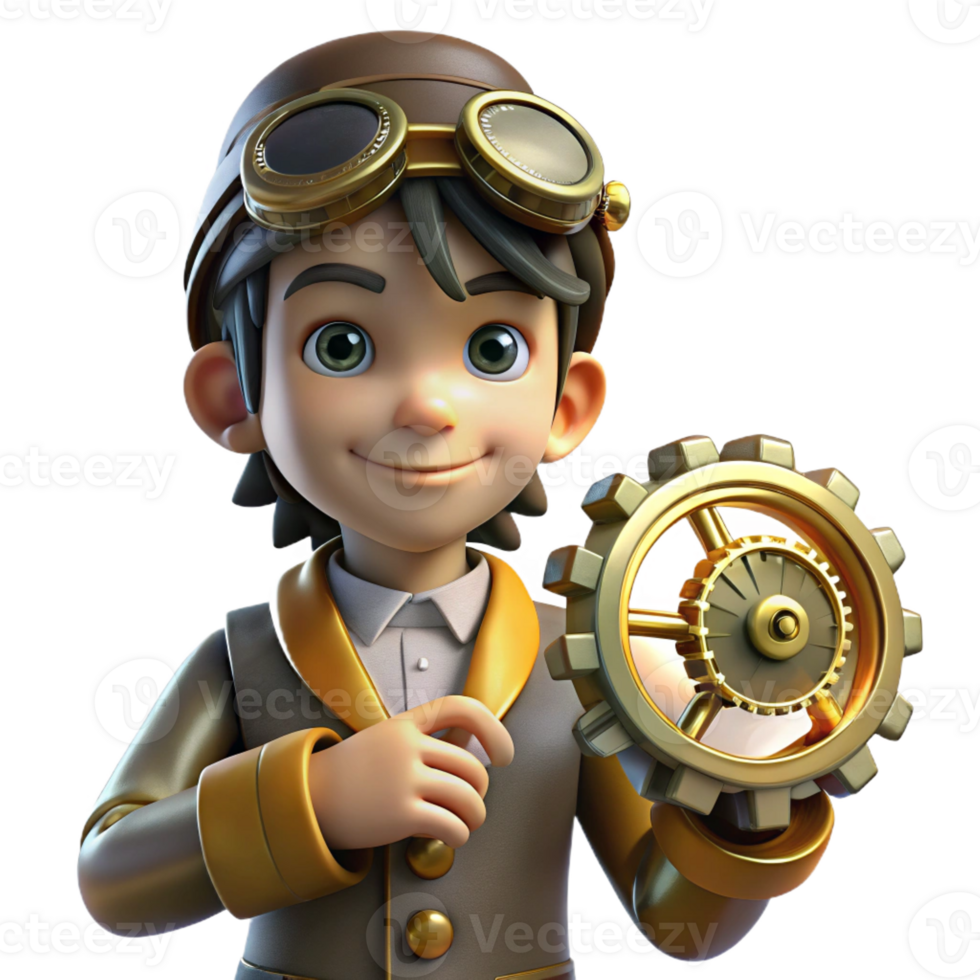 wonderful traditional A Portrait of a Steampunk Child Holding premium png