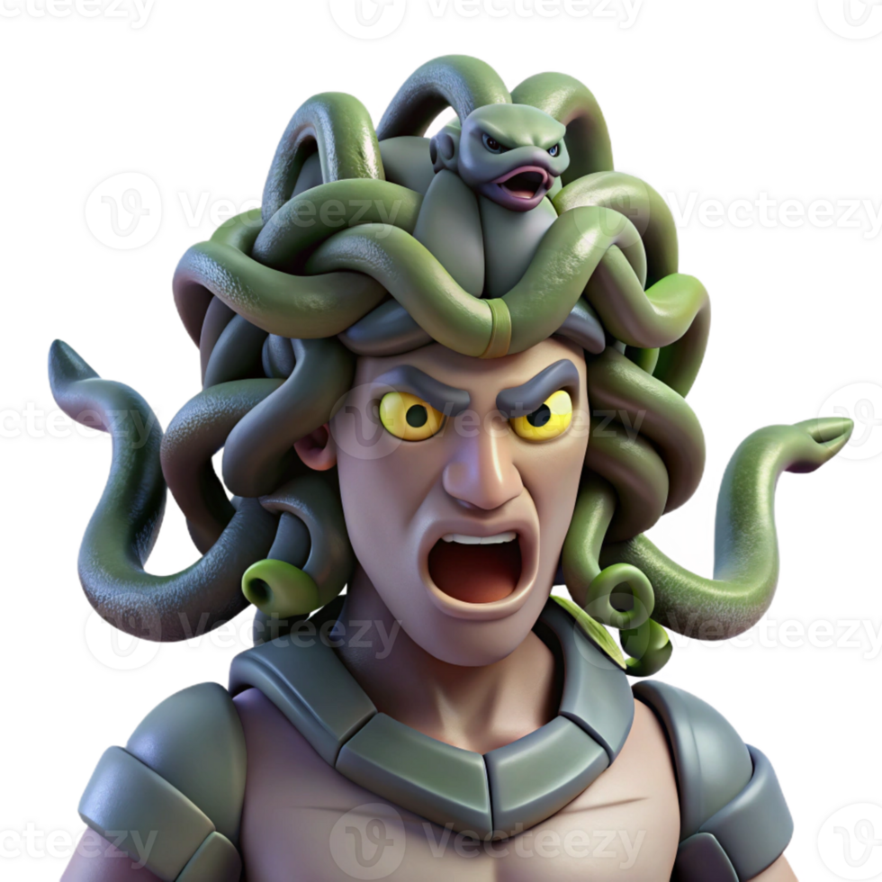 vibrant traditional A Gorgon with Snakes for Hair detailed png