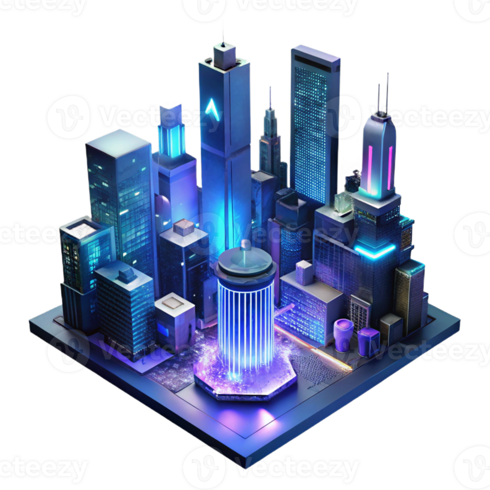 serene abstract A Futuristic Cityscape at Night 4K png