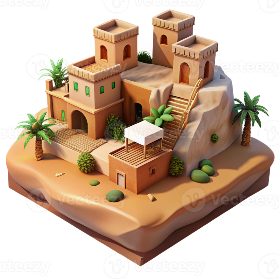 elegant modern A Desert Oasis Village Built Into professional png