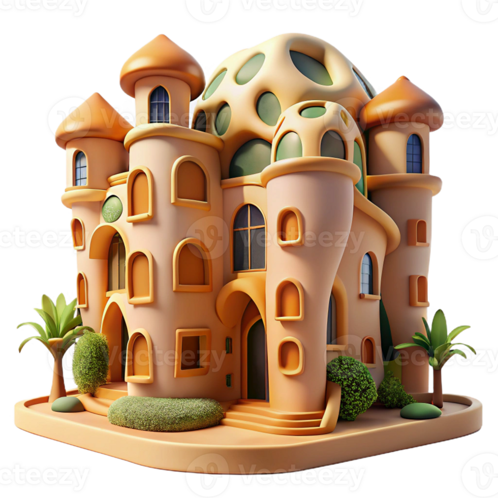 extraordinary modern Gaud Inspired Apartment Complex detailed png
