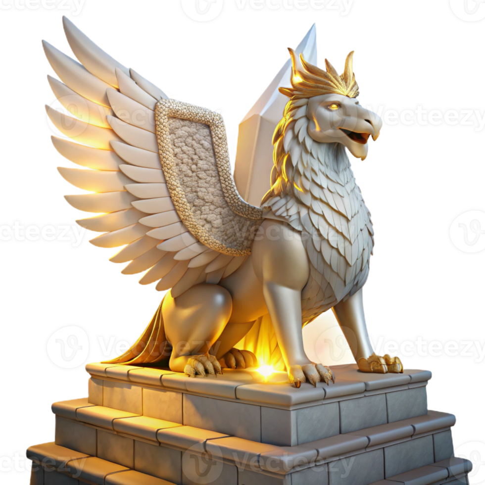 beautiful minimalist A Majestic Griffin Perched Atop a premium png