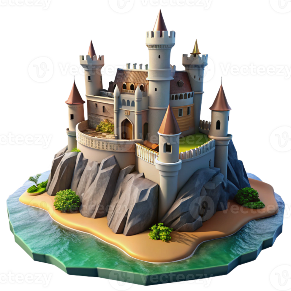 dramatic artistic A Medieval Castle on a Cliff high resolution png
