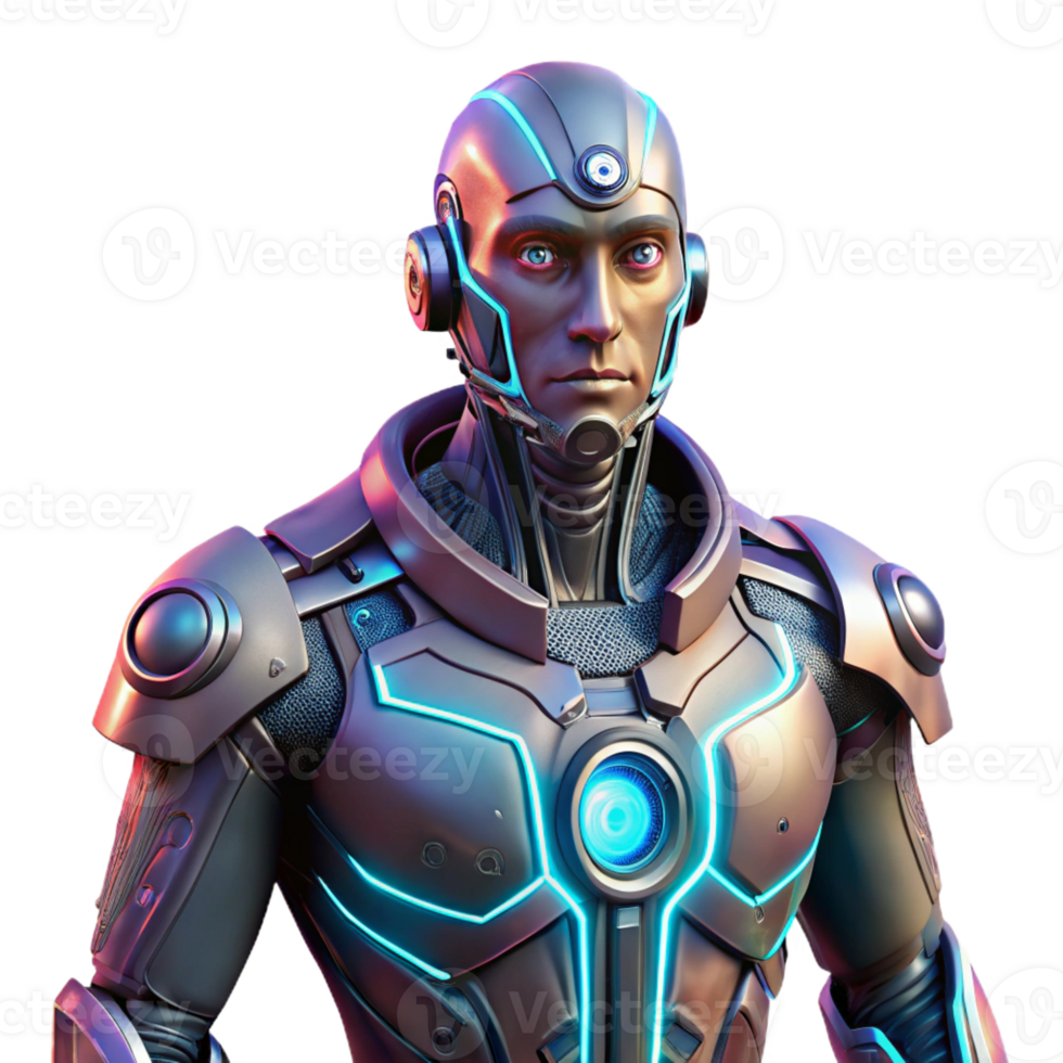 impressive vintage A Cyborg with Glowing Mechanical authentic png