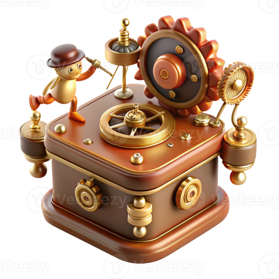 extraordinary contemporary A Close Up of a Steampunk Music Box high quality png