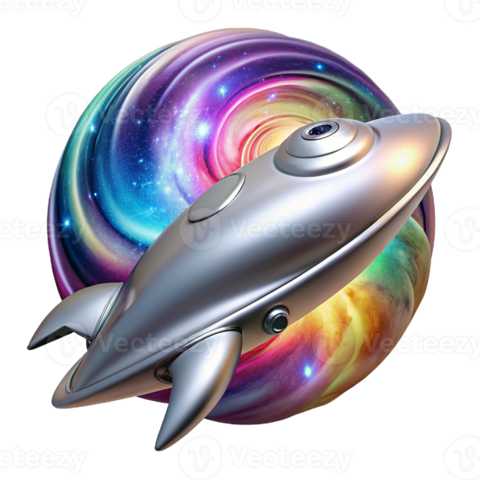 elegant rustic A Sleek Silver Spaceship Warping Through high quality png