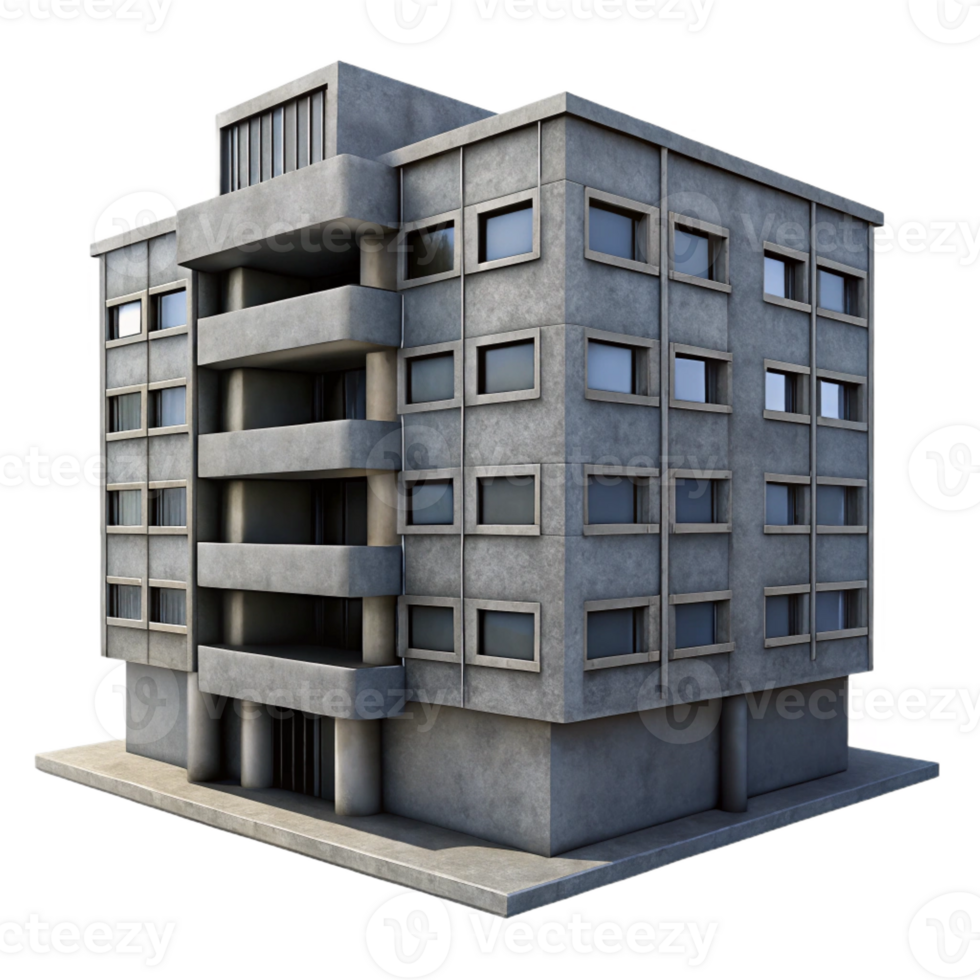 magnificent modern A Single Brutalist Concrete Apartment professional png